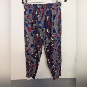 Vintage 80s  Parachute Pants Elastic Waist Gathered Ankle Full Leg XL